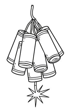 Hanging Chinese New Year Firecrackers Clean Line Drawing