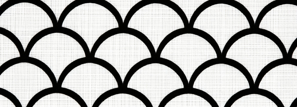 Dark Geometric Scallop Scale Repeating Pattern