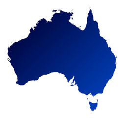 Australia map silhouette in blue gradient isolated on transparent background © Sarwar