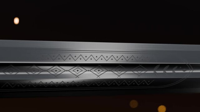 Medieval sword with sparks and flames. Looped animation