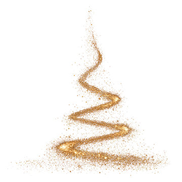 Minimal Golden Glitter Christmas Tree Graphic