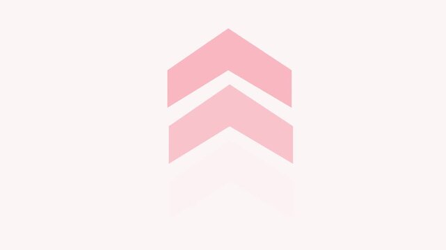 Light pink chevron arrow icon pointing up on pale background a soft shape upwards against a direction minimalist