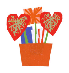 Fototapeta premium PNG Colorful abstract flowers in a vibrant pot
