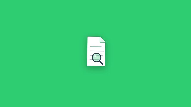 Document Search Icon Animation on Green Background