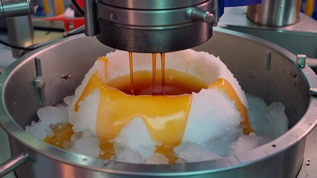 Syrup soaking into a snow cone