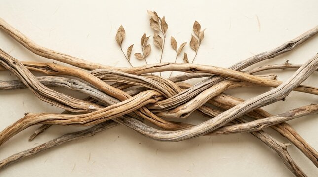 Interwoven Dried Branches in an Abstract Pattern