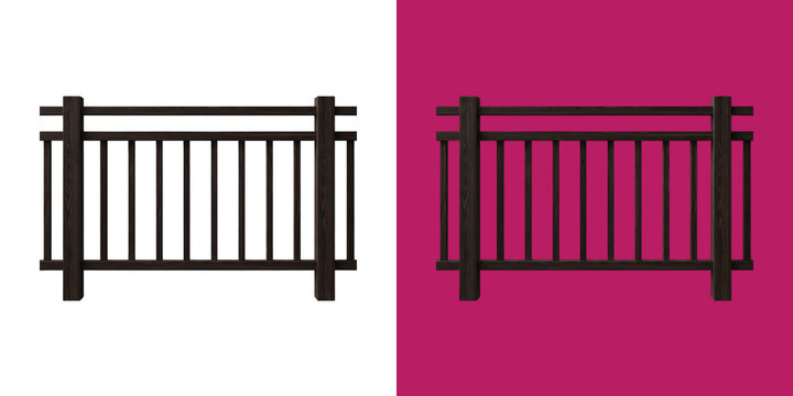Dark brown wooden fence railing for home balcony and deck design transparent png