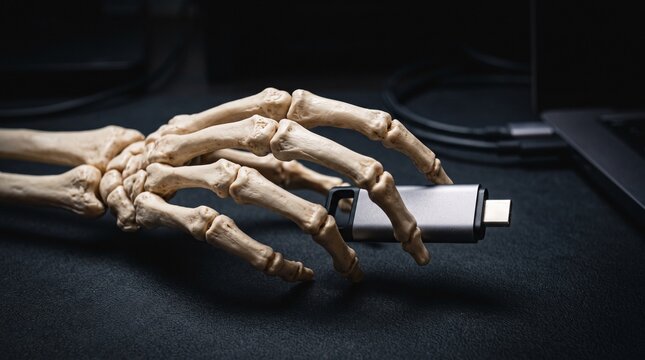Dark Satirical Concept of Obsolescence Human Mortality and Technology.