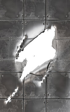 metallic shredded and bent material, transparent background
