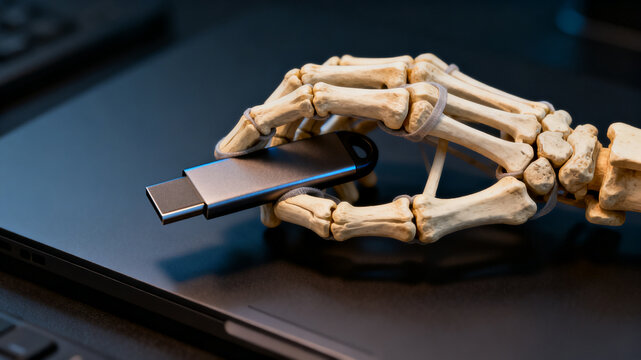 Satirical Concept of Digital Legacy Data Dependence and Human Mortality.
