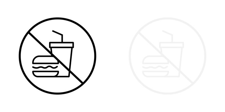 No food and drink allowed sign with burger and soda cup icon