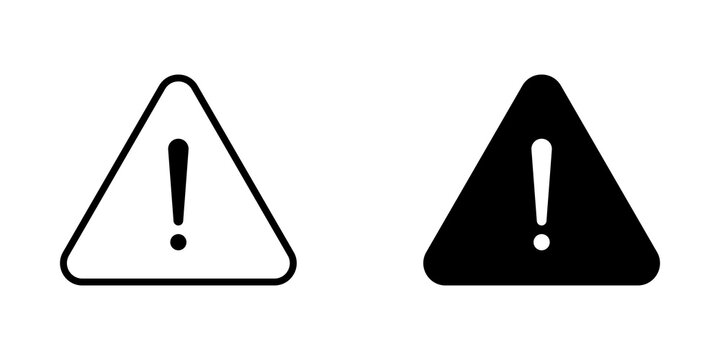 Warning attention triangle icons with exclamation mark symbol for safety and hazard alerts