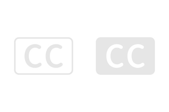 Creative commons cc icons set for closed captioning and intellectual property licensing symbols