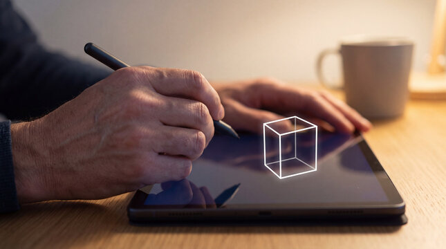 Designer editing a wireframe model on a tablet