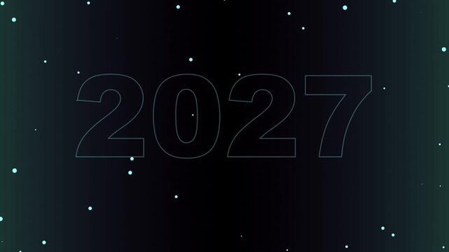 Tipografi '2027' yang dipenuhi dengan pola gelombang internal yang bergerak terus-menerus, menciptakan efek distorsi cair yang elegan.