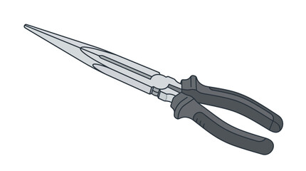 Obraz premium Professional Long Nose Pliers Vector Illustration Isolated on White Background