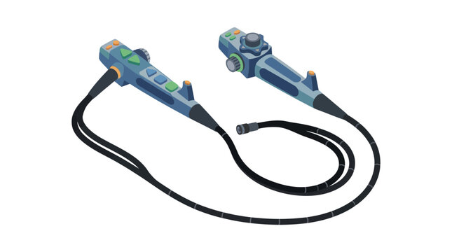 Isometric Medical Endoscopy Equipment Set