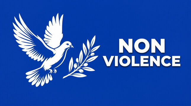White dove carrying olive branch symbolizing peace and non violence