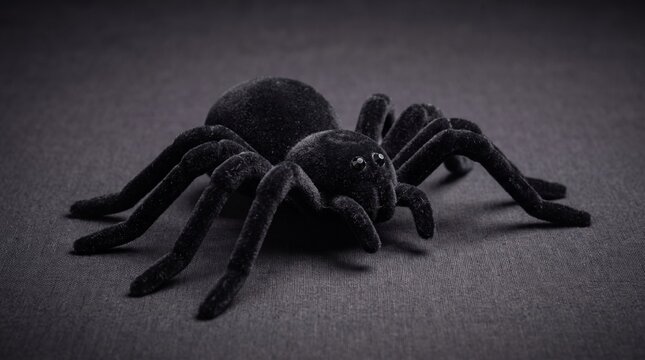 Elegant Black Velvet Halloween Spider Decoration