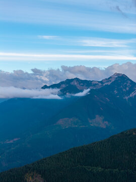 Serene Mountain Landscape With Cloud Layers Over Peaks Near Chilliwack British Columbia Canada