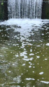 Small Waterfall at Lodge Lake in Milton Keynes, UK