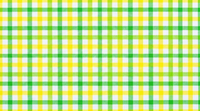 Vibrant green and yellow checkered tablecloth fabric pattern with bright spring picnic colors