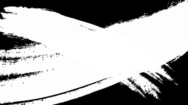 paint brush transition with creative X-shape ink brush matte transition for video editing. Artistic paint stroke wipe effect with dry brush texture. Grungy acrylic paint brush.