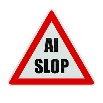 AI Slop Warning Sign Concept sticker - 3D rendering