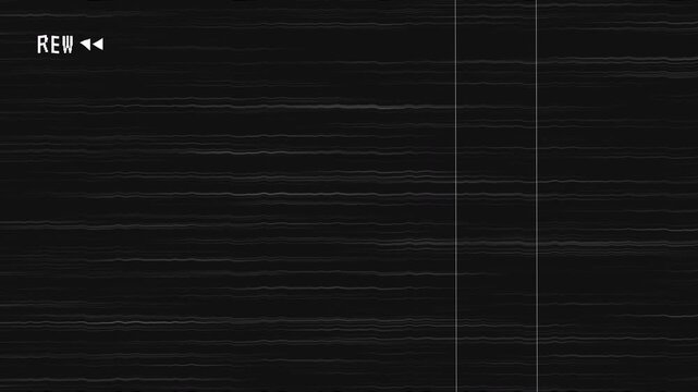 REW VHS Video Tape Rewind Screen Overlay Animation. VHS TV Analog with Rew sign, REW text Retro VHS rewind overlay, 4K Video.