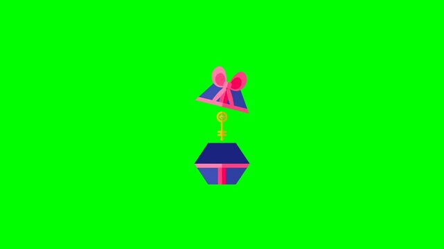 Hexagonal Gift Box Golden Key Animation