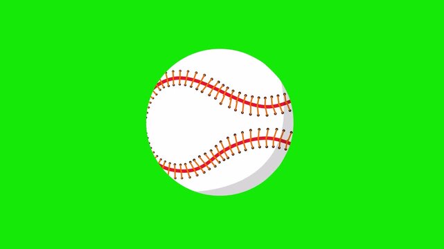 looping video of an animated softball spinning on a green screen, this animated softball video has a flat design style