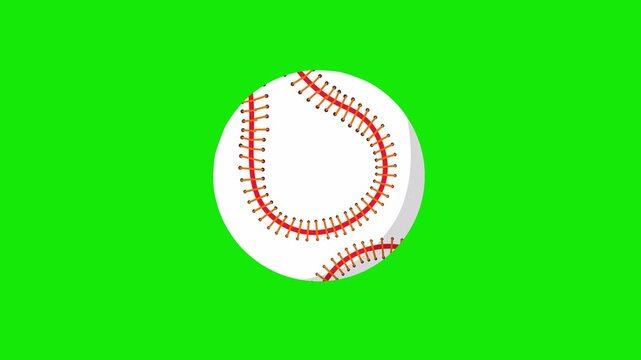 looping video of an animated softball spinning on a green screen, this animated softball video has a flat design style