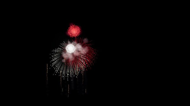 Liberia Flag Color Fireworks Right Copy Space 3D Animation