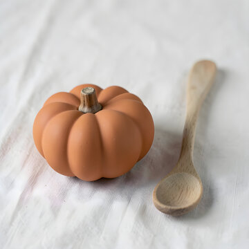 Pumpkin shaped ceramic spoon rest
