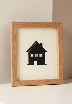 Paper haunted house silhouette in a simple frame