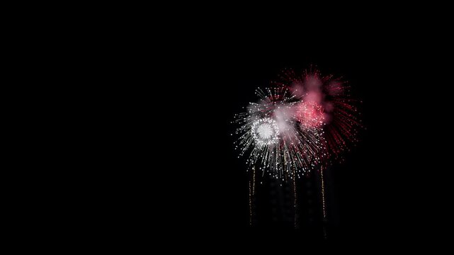 Libya Flag Color Fireworks Left Copy Space 3D Animation