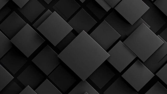 Abstract Geometric Dark Squares: A striking visual composition featuring an array of dark, matte squares arranged in a repeating diamond pattern, creating a sense of depth and sophisticated texture.