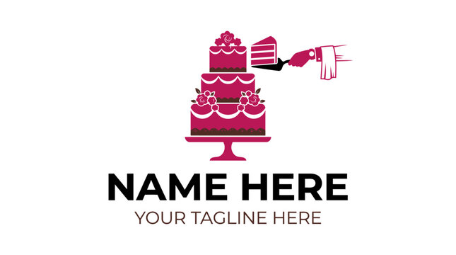 Elegant Wedding Cake Slice Logo - Celebration, Dessert, Luxury Design