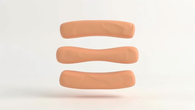 3D animation of soft beige clay bars morphing and transforming into the letter X against a clean white background, showcasing plasticine texture, stop motion style, and abstract shape