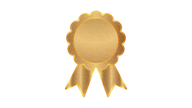 Decorative golden award medal with ribbon collection isolated on transparent background. symbol of winners and achievements. realistic gold shiny nice effect illustration PNG.