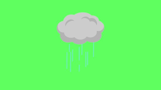 vector animated grey storm cloud dropping steady vertical blue rain lines