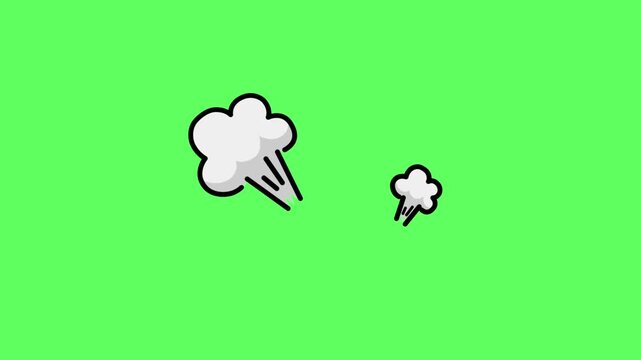 vector animated grey cartoon puff of smoke or dust clouds expanding