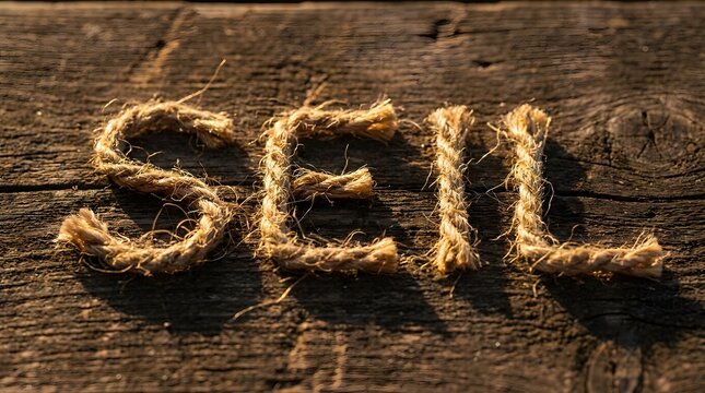 German Word Seil Meaning Rope Written with Jute Cord
