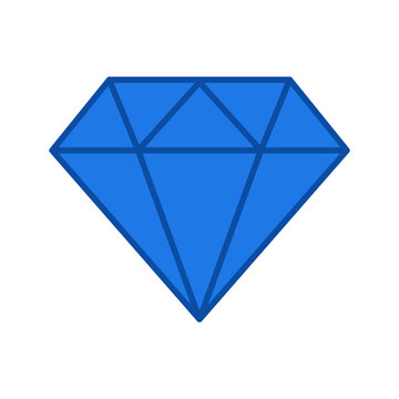 Blue diamond icon logo on white background, minimalist geometric gem symbol for luxury, jewelry and premium brand design