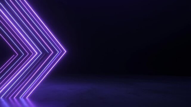 Glowing indigo light strands placed in the left third with wide empty dark space