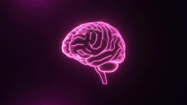 Holographic AI brain concept with glowing neural light pathways and copy space