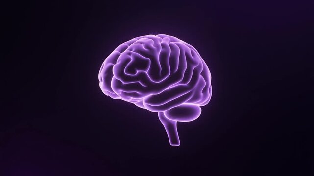 Translucent glowing AI brain in the left third with active synapse connections