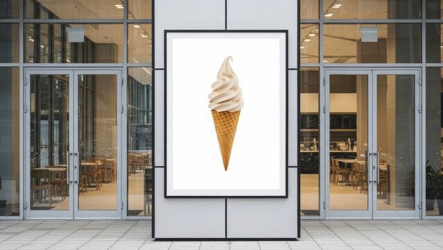 Modern mockup Framed mint chocolate chip ice cream cone art display