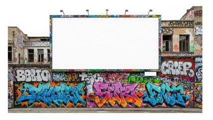 Fototapeta premium Modern mockup Vibrant street art mural beneath urban architecture