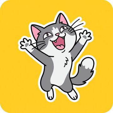 kucing abu abu yang lucu dan menggemaskan sedang senang